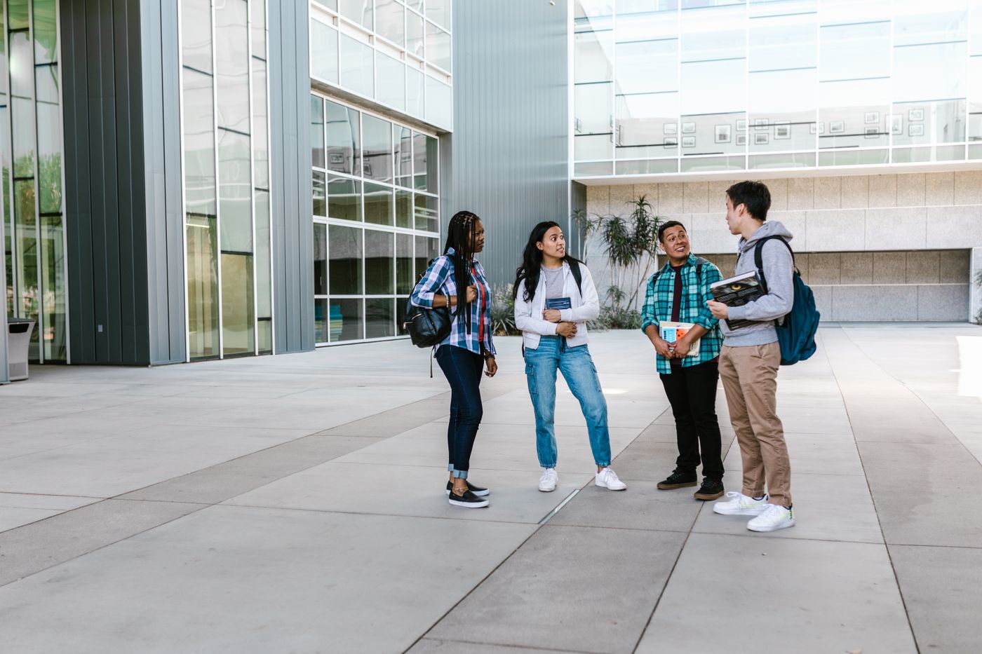 College students talking on campus