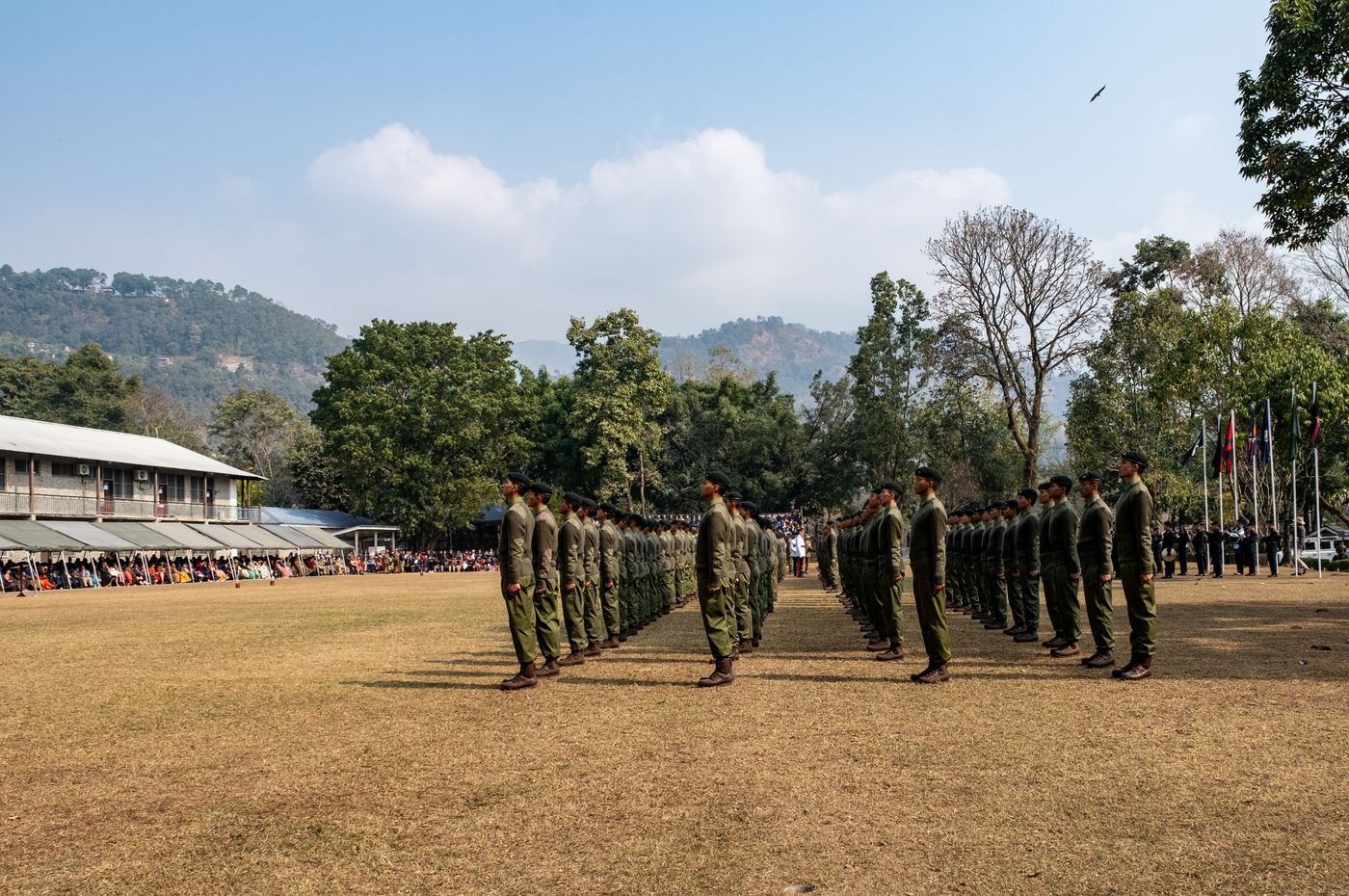 Military personnel assembled outdoors